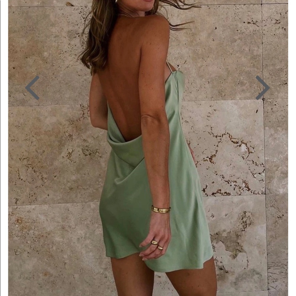 NWT Sage green silky mini dress